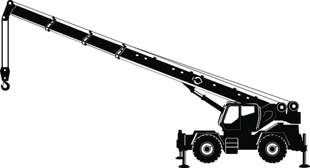 Mobile construction crane silhouettes