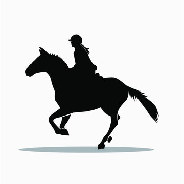 Woman / female cowgirl rider horse silhouette vector image