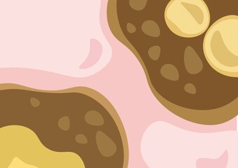 pancakes with banana on a pink background