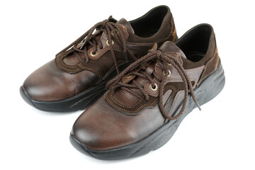 Classic men's leather shoes isolated on white