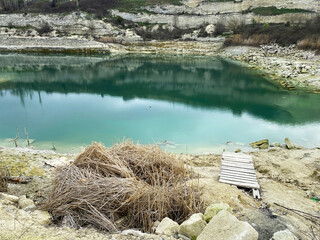 blue lake in a quarry
