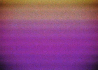 Intentional distortion and noise: an old VHS player (connected to a TV), showing a vaporwave blank screen with visible scan lines. A damaged tape or a bad signal.
