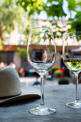 Served table set at summer terrace cafe