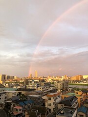 rainbow over the city