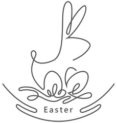 Easter bunny - outline illustration