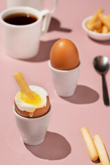 breakfast with coffee and eggs