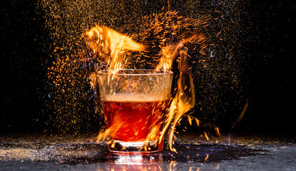 Cranberry drink with fire