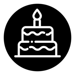 Birthday Cake Flat Icon Isolated On White Background