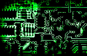 electronic board and Electronic device There is a green light according to the circuit pattern.	