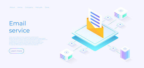 Email service isometric vector illustration. Online message sending concept. Chat online isometric