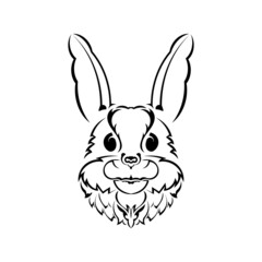 Head of a hare tattoo. Isolated symbol of 2023. Vector illustration.