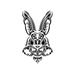 Rabbit head tattoo. Isolated symbol of 2023. Vector.