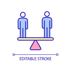 Equality RGB color icon. Fairness and justice. Equal rights and opportunities. Same freedoms and status. Isolated vector illustration. Simple filled line drawing. Editable stroke. Arial font used