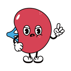 Cute angry sad spleen character. Vector hand drawn traditional cartoon vintage, retro, kawaii character illustration icon. Isolated on white background. Angry spleen character concept