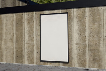 Blank Poster frame / Billboard / Display on an old factory concrete stone wall - Mockup 