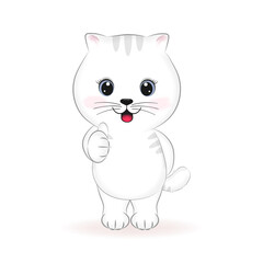 Cute little white cat paw showing thumb like symbol