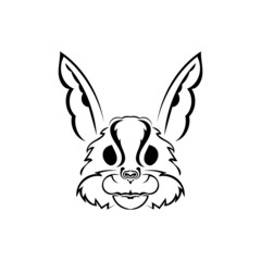 Fototapeta na wymiar Tattoo style rabbit head. Isolated symbol of 2023. Vector.