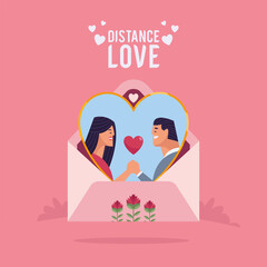 distance love lettering with envelope