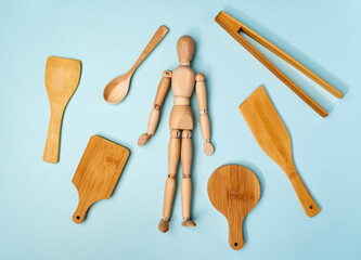 Eco friendly wooden spoon. Zero waste concept, plastic free, organic, eco friendly shopping.