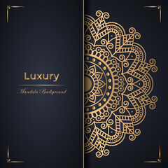 luxury ornamental floral mandala design background in gold color