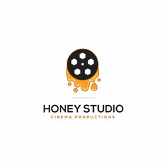 film equipments with honey drop logo design, honey studio logo, vector movie maker, great for use brand industry film, inspirational concept