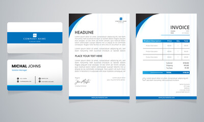 Modern business stationery pack with abstract shapes