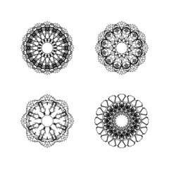 Vector Monochrome Set of Mandalas. Round Abstract Objects Isolated On White Background. Ethnic Decorative Element