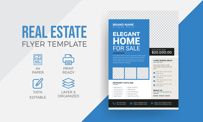 Modern real estate flyer design or construction brochure design template print ready file	