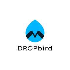 Blue Drop Bird simple logo design