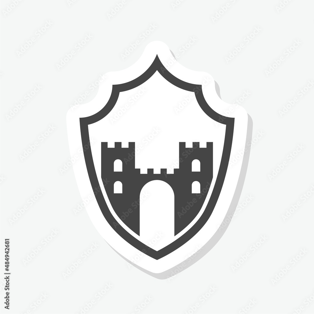 Canvas Prints Castle shield sticker isolated on white background