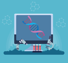 Fototapeta na wymiar genetic laboratory with desktop