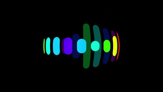 Abstract audio wave spectrum moving at black background. Seamless loopable background.