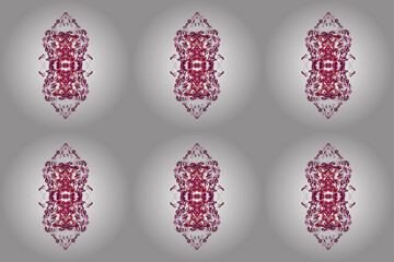 seamless pattern with red and pink vintage elements on white background