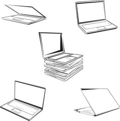  laptop, Images of a laptop from different angles. Image for icons, background images, vector, illustration