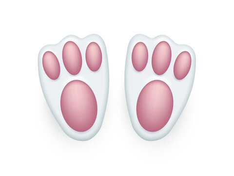 Easer rabbit foot shape isolated on white background. Pink bunny footprint.