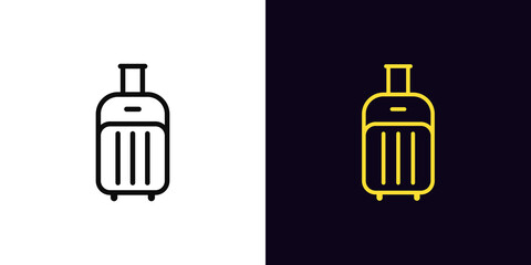 Outline luggage icon, with editable stroke. Linear baggage sign, trip bag pictogram