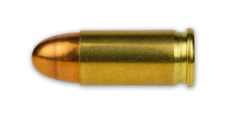 gold bullets isolated on white background.