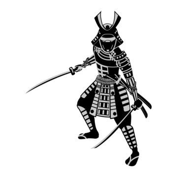 clip art of samurai with silhouette design