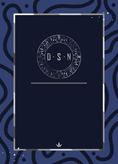silver monogram blue background