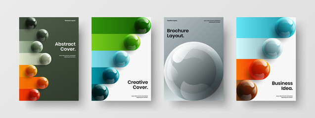 Isolated brochure vector design concept collection. Modern realistic balls presentation illustration set.