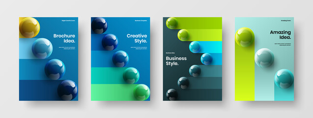 Original realistic balls placard layout set. Creative corporate cover A4 design vector concept composition.