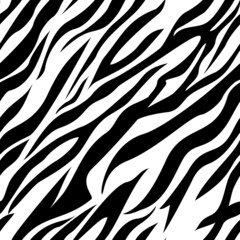 Naklejka na ściany i meble Seamless tiger skin pattern. Abstract background of stripes. Print on fabric and textiles. Endless tiger ornament of lines. Vector background