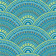 Ethnic circle shapes seamless geometric pattern.