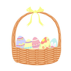 basket with easter eggs