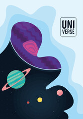 universe lettering with planets