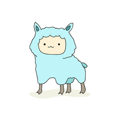 Funny blue baby sheep, cool lamb. vector illustration