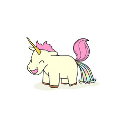 Cute cartoon funny unicorn. Cartoon doodle style. vector illustration