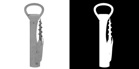 3D rendering illustration of a single lever corkscrew