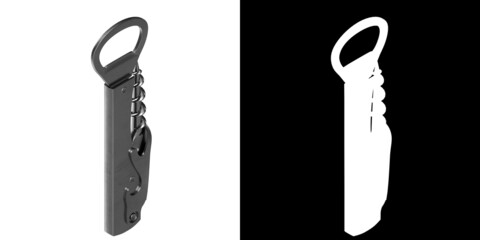 3D rendering illustration of a single lever corkscrew