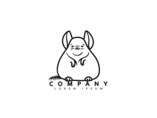 Funny mouse icon. Linear drawing style logo, emblem. Jerboa, hamster animal rodent. Vector illustration